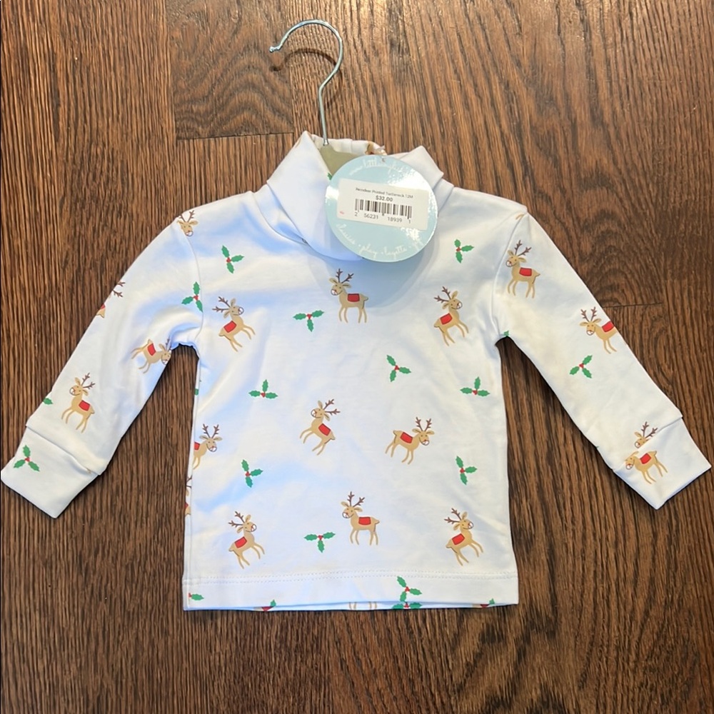 Little English White Reindeer Long Sleeve Tee